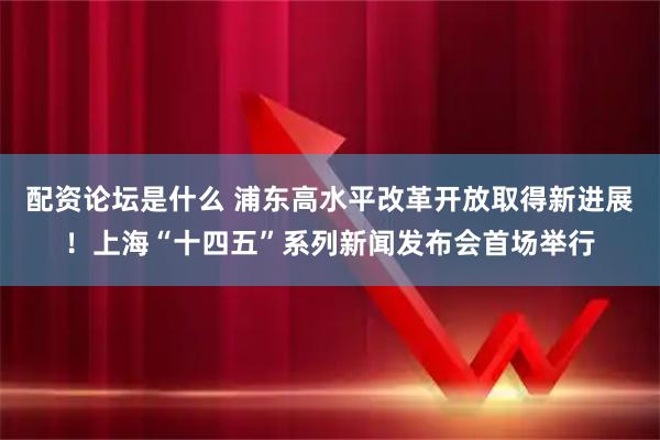 配资论坛是什么 浦东高水平改革开放取得新进展！上海“十四五”系列新闻发布会首场举行
